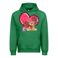 Emerald valentines heart with bear Urban Hoodie - NancyCooperArtShop