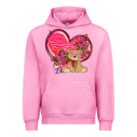 Fuchsia Pink valentines heart with bear Urban Hoodie - NancyCooperArtShop
