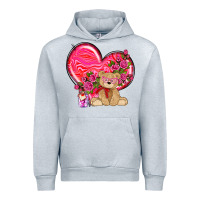 Heather Grey valentines heart with bear Urban Hoodie - NancyCooperArtShop