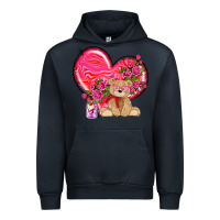 Navy valentines heart with bear Urban Hoodie - NancyCooperArtShop