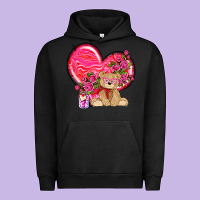 Valentines Heart With Bear Urban Hoodie Designed By Nancycooperartshop