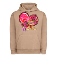 Pigment Burro valentines heart with bear Urban Hoodie - NancyCooperArtShop
