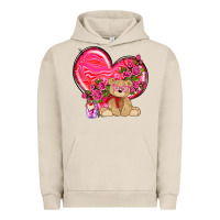 Pigment French Oak valentines heart with bear Urban Hoodie - NancyCooperArtShop
