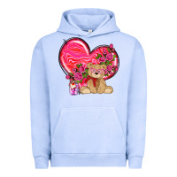 Pigment Grape Ice valentines heart with bear Urban Hoodie - NancyCooperArtShop