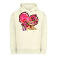 Pigment Pistachio valentines heart with bear Urban Hoodie - NancyCooperArtShop