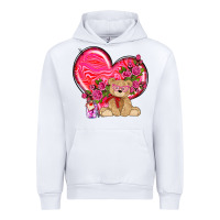 White valentines heart with bear Urban Hoodie - NancyCooperArtShop
