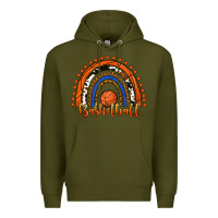 Army Green Basketball Rainbow Premium Hoodie - RanaPortraitStore