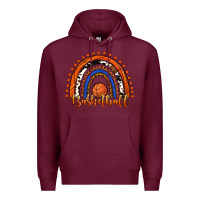 Burgundy Basketball Rainbow Premium Hoodie - RanaPortraitStore