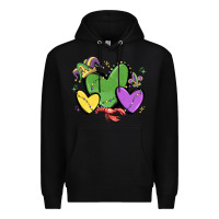 Black mardi gras hearts Premium Hoodie - MaliasSmallBusiness
