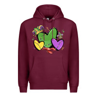 Burgundy mardi gras hearts Premium Hoodie - MaliasSmallBusiness