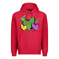 Cardinal mardi gras hearts Premium Hoodie - MaliasSmallBusiness