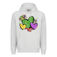 Dove Grey mardi gras hearts Premium Hoodie - MaliasSmallBusiness