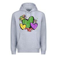 Heather Grey mardi gras hearts Premium Hoodie - MaliasSmallBusiness