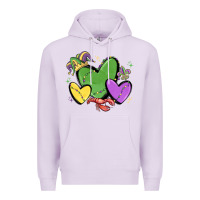 Lilac mardi gras hearts Premium Hoodie - MaliasSmallBusiness
