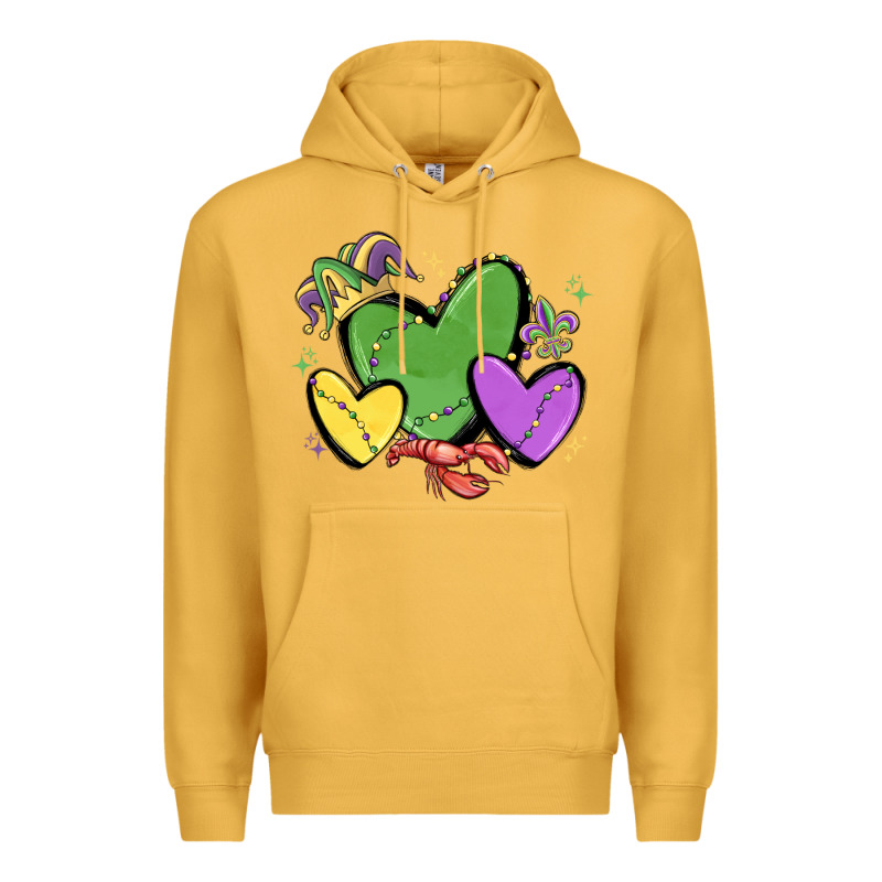 Mardi Gras Hearts Premium Hoodie by MaliasSmallBusiness | Teevron