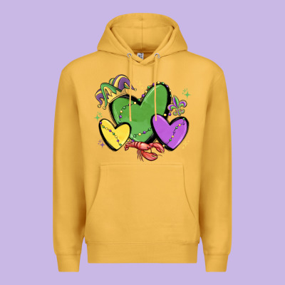 Mardi Gras Hearts Premium Hoodie Designed By Maliassmallbusiness