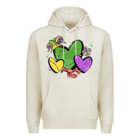 Oatmeal Heather mardi gras hearts Premium Hoodie - MaliasSmallBusiness