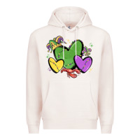 Pale Pink mardi gras hearts Premium Hoodie - MaliasSmallBusiness