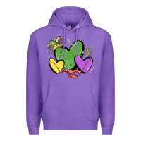 Purple mardi gras hearts Premium Hoodie - MaliasSmallBusiness