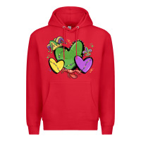 Red mardi gras hearts Premium Hoodie - MaliasSmallBusiness