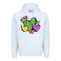 White mardi gras hearts Premium Hoodie - MaliasSmallBusiness