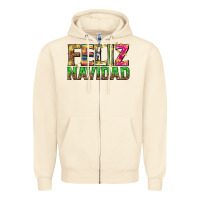 Sandshell feliz navidad with pattern Zipper Hoodie - texasbilliewilder