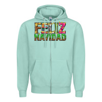 Seafoam feliz navidad with pattern Zipper Hoodie - texasbilliewilder