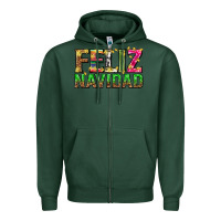 Sports Green feliz navidad with pattern Zipper Hoodie - texasbilliewilder