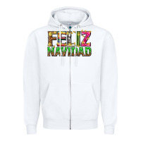 White feliz navidad with pattern Zipper Hoodie - texasbilliewilder