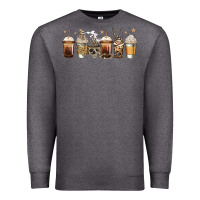 Charcoal Heather skeleton coffee cups Premium Sweatshirt - Jasminsmagicworld