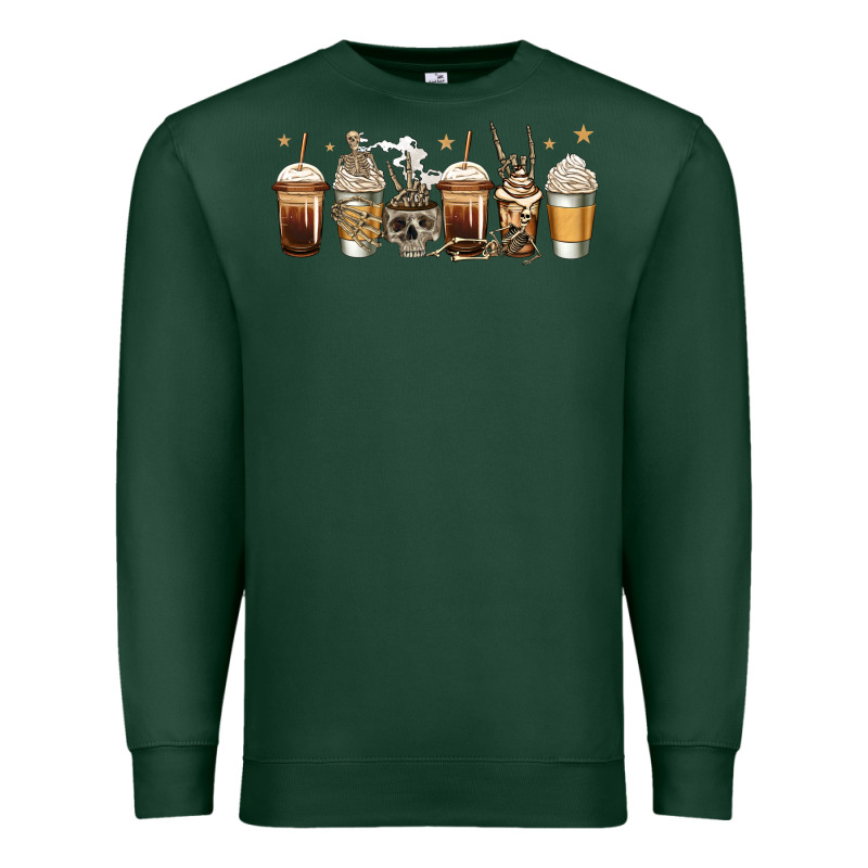 Skeleton Coffee Cups Premium Sweatshirt by Jasminsmagicworld | Teevron