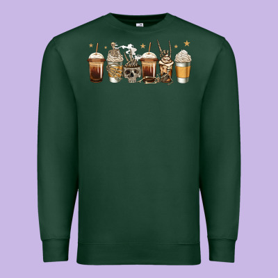 Skeleton Coffee Cups Premium Sweatshirt Designed By Jasminsmagicworld