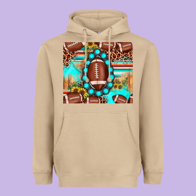 Football Leopard Turquoise Gemstone Sunflower Heavyweight Hoodie Designed By Jahusdesignshop