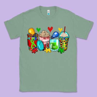 Autism Coffee Cups Classic Tee Designed By Zillion Design Studio