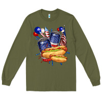 Army Green hotdog with beers billie wilder Long Sleeve Tee - texasbilliewilder
