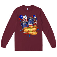 Burgundy hotdog with beers billie wilder Long Sleeve Tee - texasbilliewilder