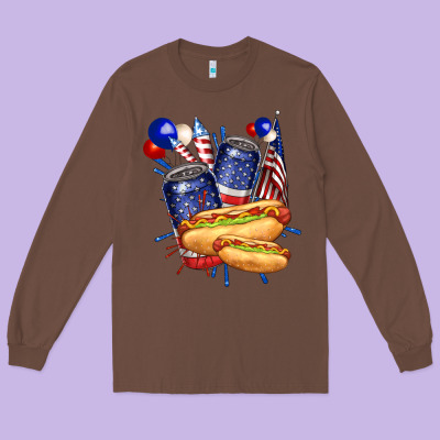 Long Sleeve Tee hotdog with beers billie wilder