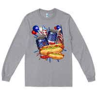 Heather Grey hotdog with beers billie wilder Long Sleeve Tee - texasbilliewilder