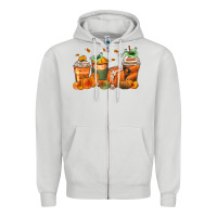 Dove Grey pumpkins coffee cups Zipper Hoodie - Zillion Design Studio