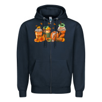 Navy pumpkins coffee cups Zipper Hoodie - Zillion Design Studio