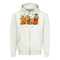 Oatmeal Heather pumpkins coffee cups Zipper Hoodie - Zillion Design Studio