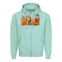Seafoam pumpkins coffee cups Zipper Hoodie - Zillion Design Studio