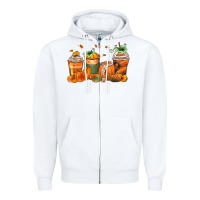 White pumpkins coffee cups Zipper Hoodie - Zillion Design Studio