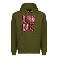 Army Green western love lips Premium Hoodie - MaliasSmallBusiness
