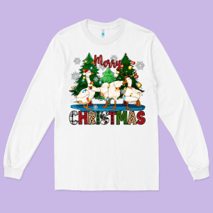 Merry Christmas Duck Long Sleeve Tee Designed By Zillion Design Studio
