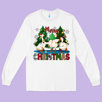 Merry Christmas Duck Long Sleeve Tee Designed By Zillion Design Studio