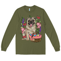 Army Green easter pug Long Sleeve Tee - RanaPortraitStore