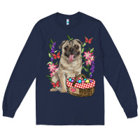 Navy easter pug Long Sleeve Tee - RanaPortraitStore