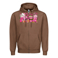 Chestnut pink christmas coffee cups Zipper Hoodie - texasbilliewilder