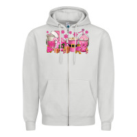 Dove Grey pink christmas coffee cups Zipper Hoodie - texasbilliewilder